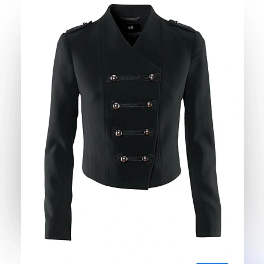 H&M Military Inspired Black Jacket Blazer 6